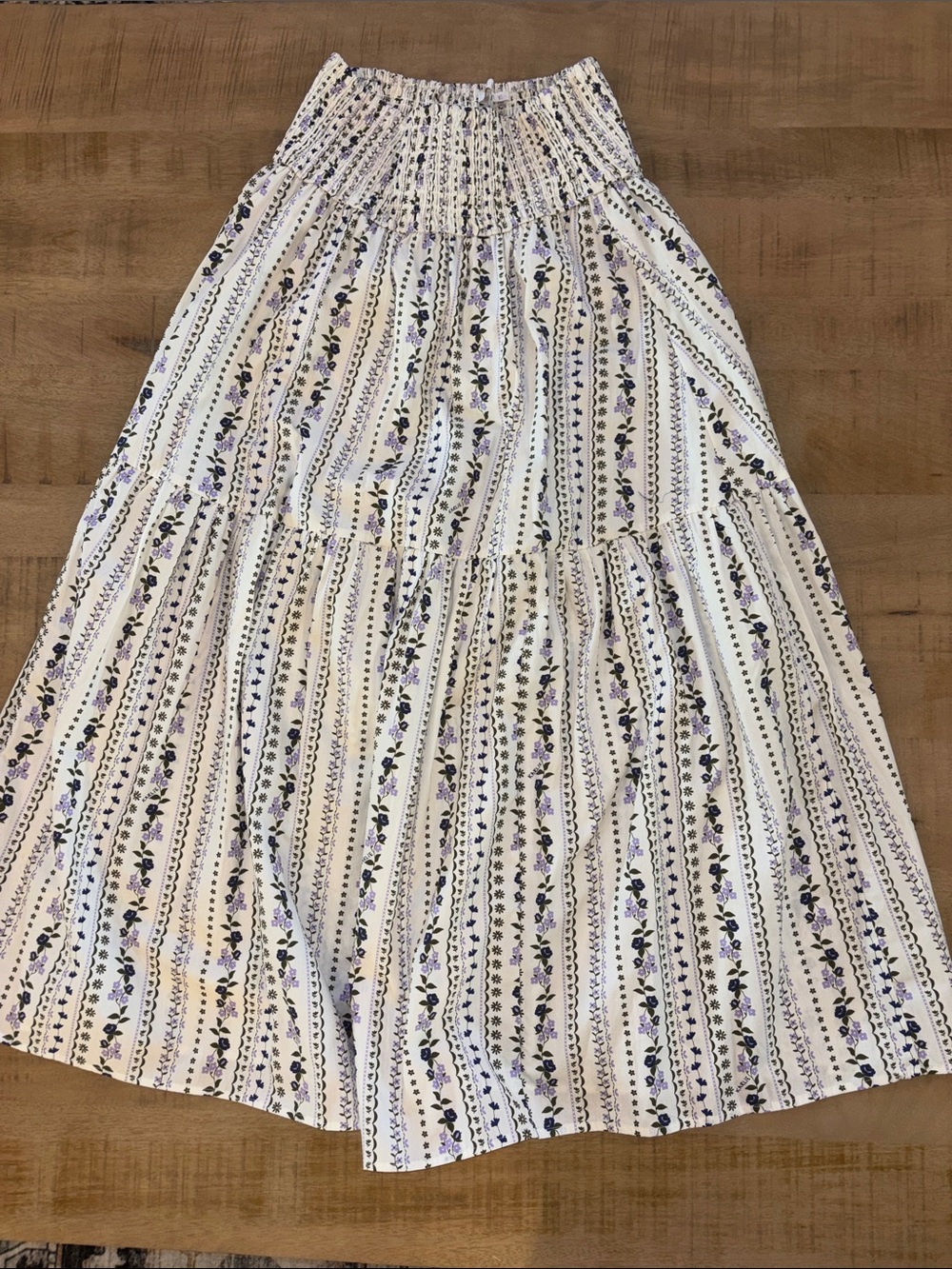 Karlie French Floral Vine Tiered Maxi Skirt Large NWT New Feminine 100% Cotton - Picture 5 of 10